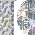 Firana zasłona gotowa biała woal z wzorem liście monstera 140x240 - 7050