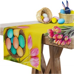 Bieżnik żółty z motywem wielkanocnym 40x140 