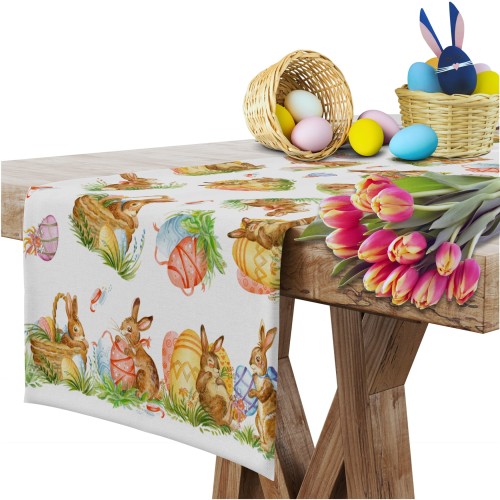 Bieżnik biały z motywem wielkanocnym 40x220 - 7334