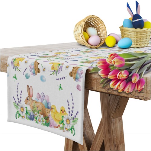 Bieżnik biały z motywem wielkanocnym 40x140   - 7410