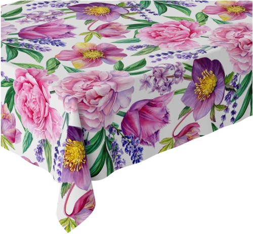 Obrus plamoodporny różowe kwiaty 140x220 - 7506