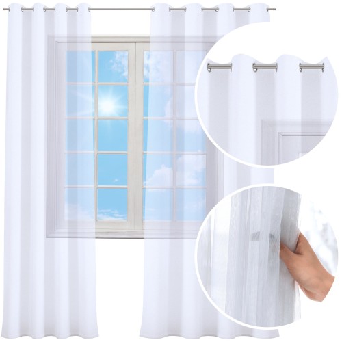 Firana gotowa biała woal  140x270 przelotki    - 7828