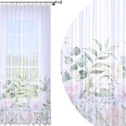 Firana gotowa woal pastelowe kwiaty 140x250 na żabki     