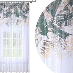 Firana gotowa woal  liście monstera 140x230 na żabki     
