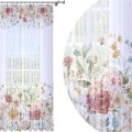 Firana gotowa woal pastelowe kwiaty 140x250 na żabki      - 8479