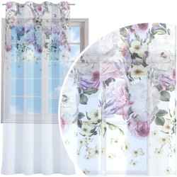 Firana gotowa woal pastelowe kwiaty 140x250 przelotki 