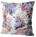 Poszewka dekoracyjna  z motywem kwiatowym, pastelowe kwiaty 40x40 WELUR - 8617