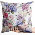 Poszewka dekoracyjna  z motywem kwiatowym, pastelowe kwiaty 40x40 WELUR - 8618