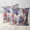 Poszewka dekoracyjna  z motywem kwiatowym, pastelowe kwiaty 40x40 WELUR - 8619