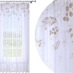 Firana gotowa woal delikatne liście 140x250 na żabki  